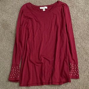 Michael Kors Burgundy Rhinestone Top